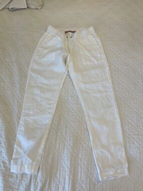 Enza Costa White Linen-Blend Drawstring Joggers
